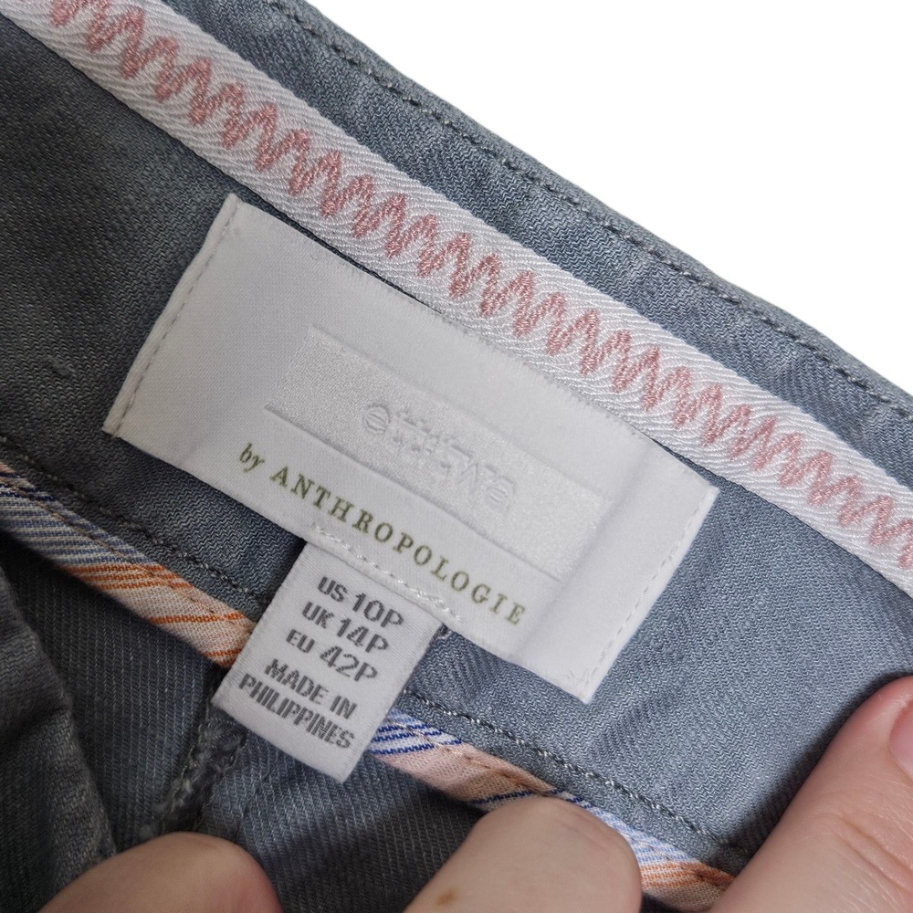 Anthropologie Ett:twa Cropped Pants Women's US 10P Blue Gray High Waist Casual - Picture 7 of 13